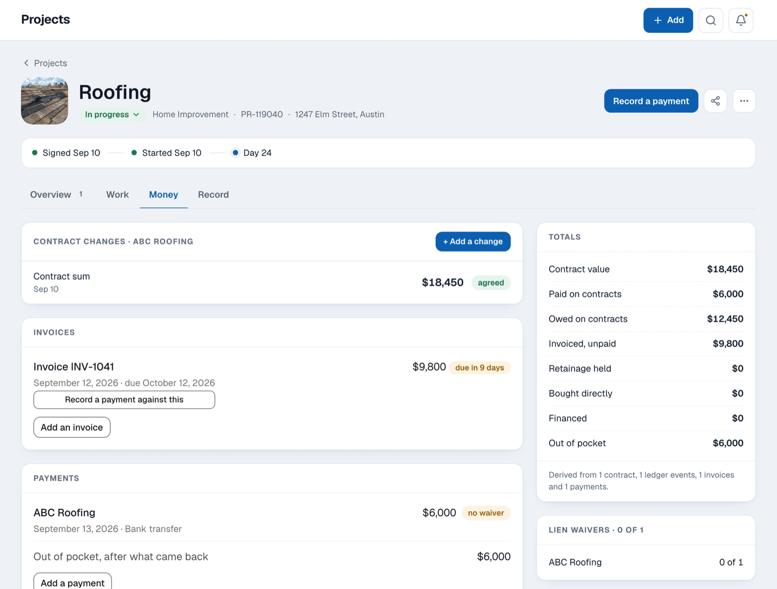 Invoices, payments and what's still owing
